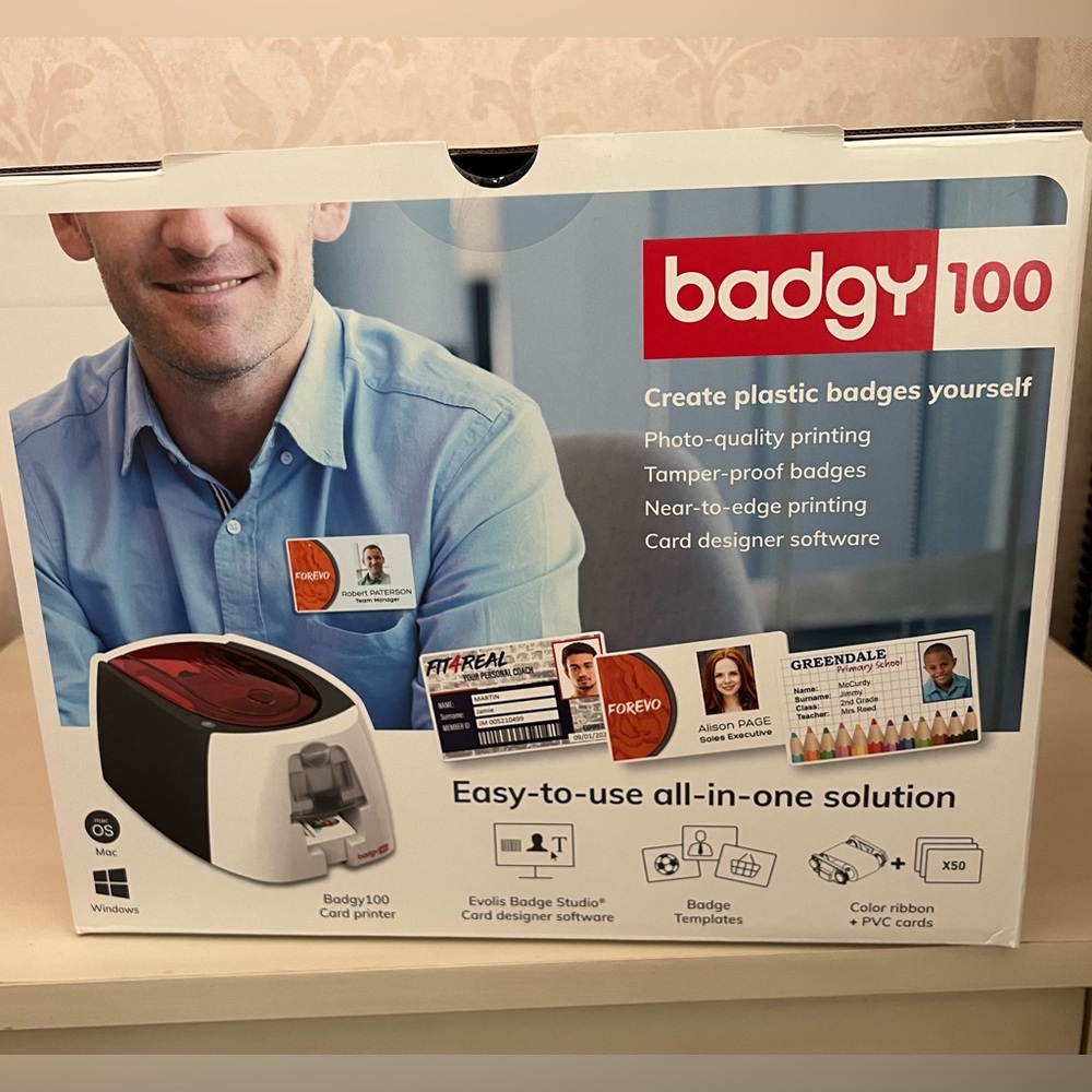 Badgy 100 business card and plastic badge maker- MacOS & Windows compatible